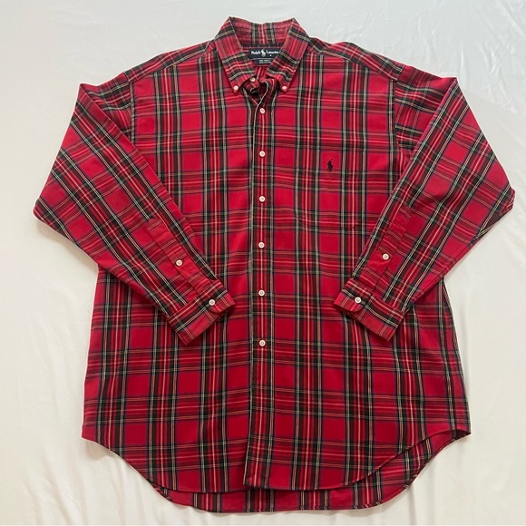 Ralph Lauren Other - Vintage Polo Ralph Lauren Big Shirt Mens L Button Down Plaid Pony Preppy LS Red